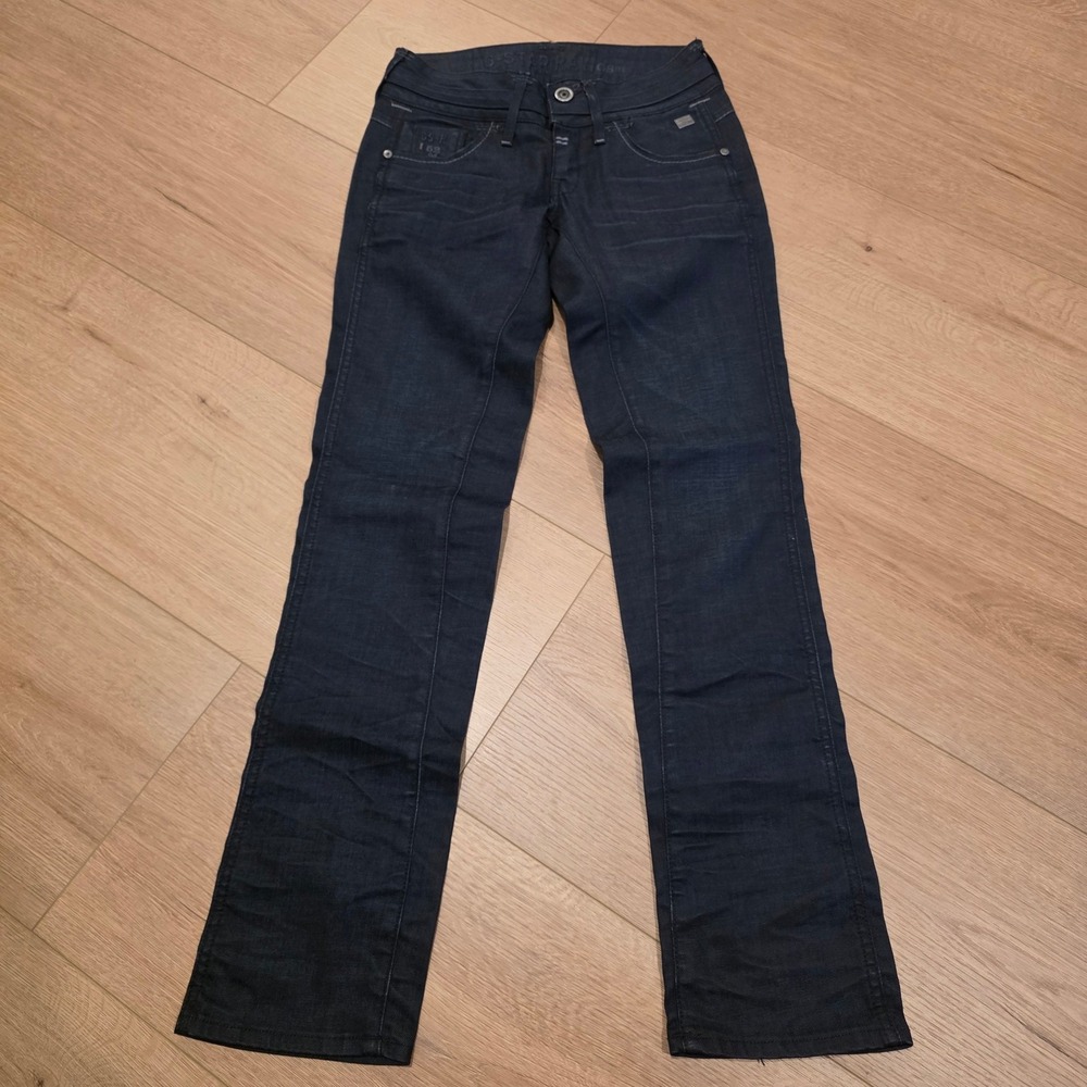G-Star Raw Heller Straight Wmn Jeans Dark Indigo Blue Low Rise Size 25x30 Italy